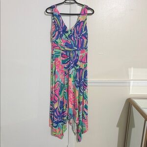 Lilly Pulitzer Asymmetrical Dress in Pink, Blue, and Green